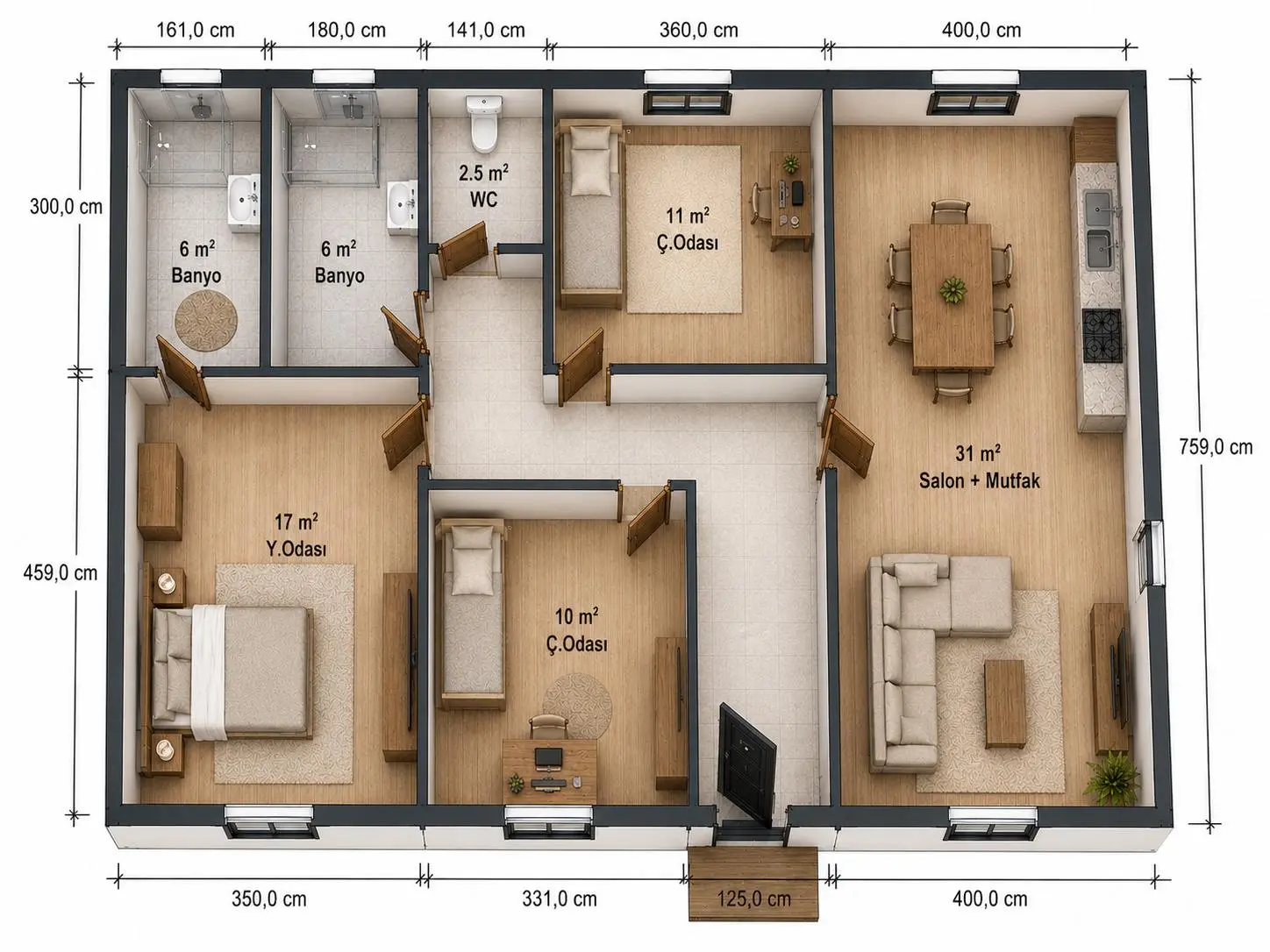 103m² 3+1 Çelik Ev Görsel 2