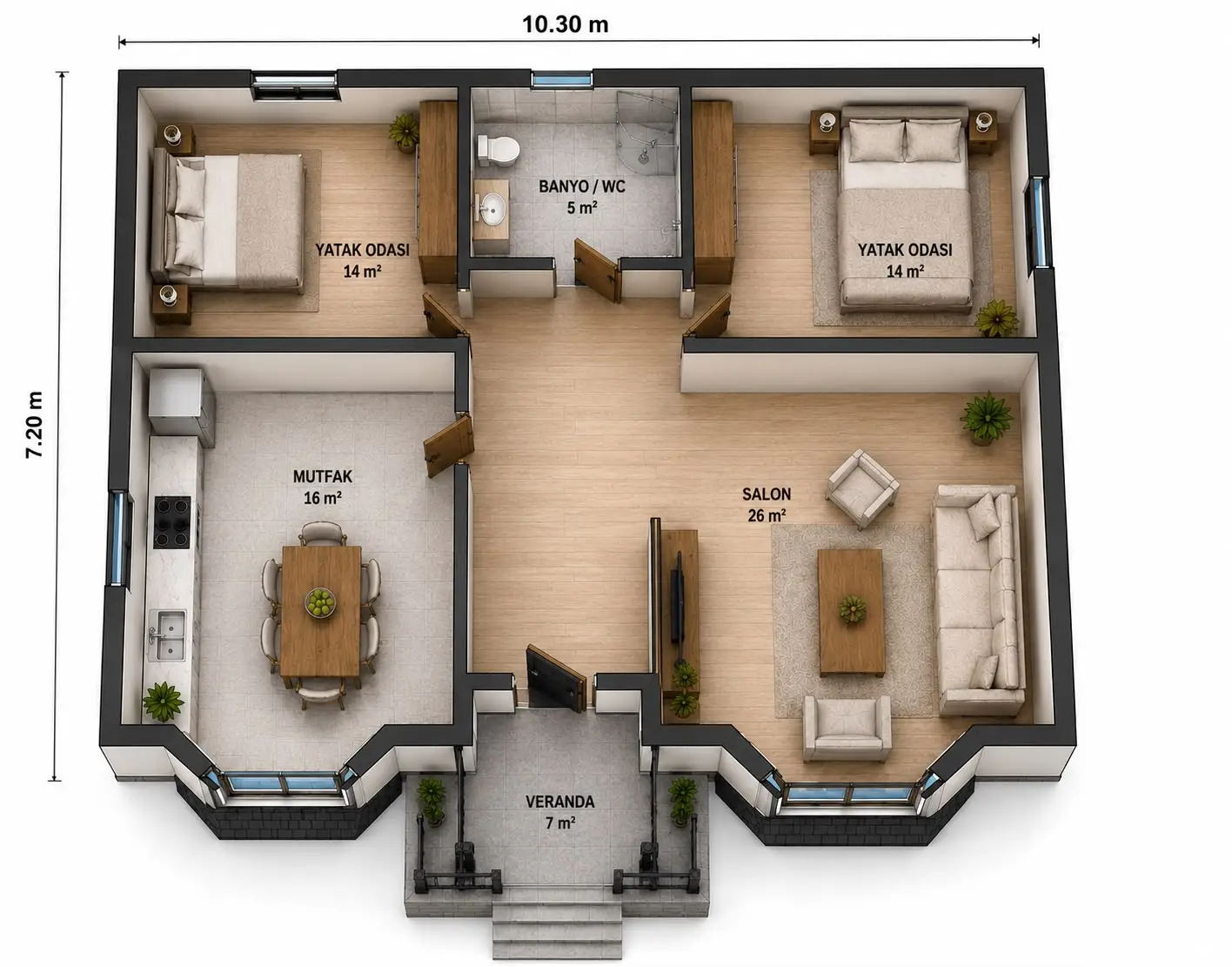 82m² 2+1 Çelik Ev Görsel 1